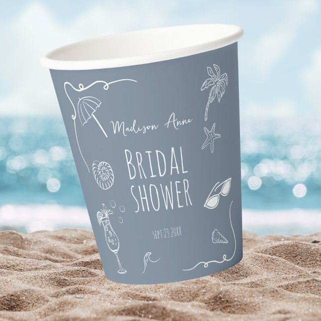 Beach HandDrawn Doodle Illustrations Bridal Shower Pappbecher (Von Creator hochgeladen)