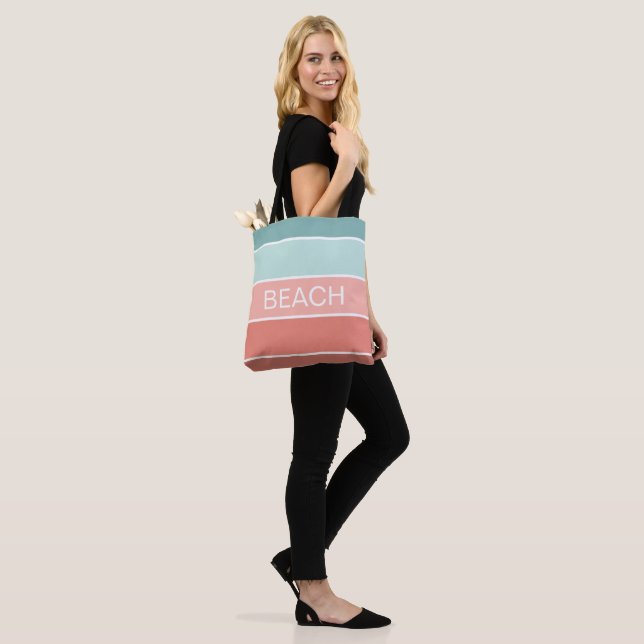 Beach Happy Summer Cool Stripes Tasche (Am Model)