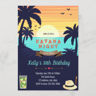 Beach Havana Party Einladungskarte