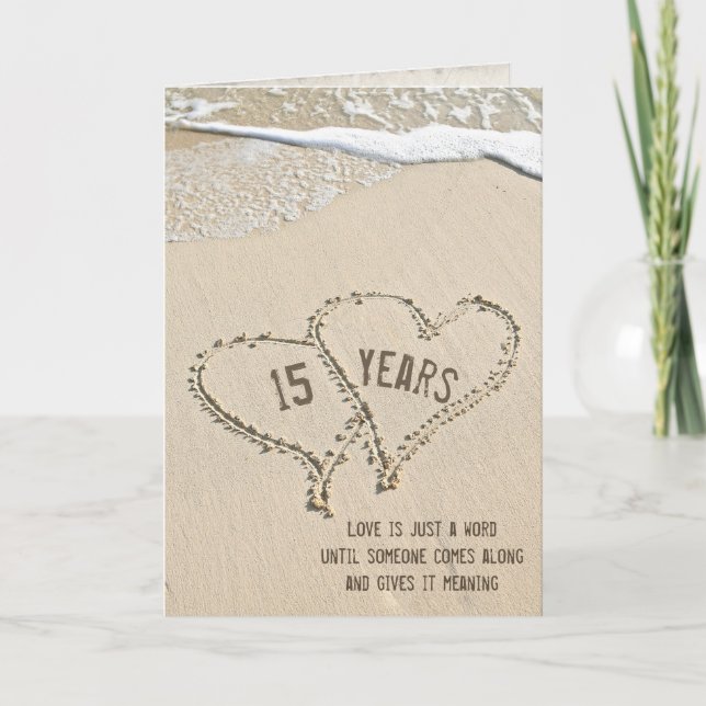 Beach Hearts Card zum 15. Jubiläum Karte (Vorderseite)