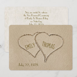 Beach Hearts im Sand für Vow Renewal Zeremonie Einladung