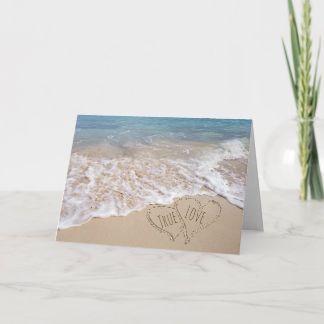 Beach Hearts Jahrestag Glückwünsche Karte (Vorderseite)