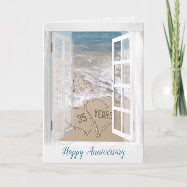 Beach Hearts zum 35. Jahrestag Karte (Vorderseite)