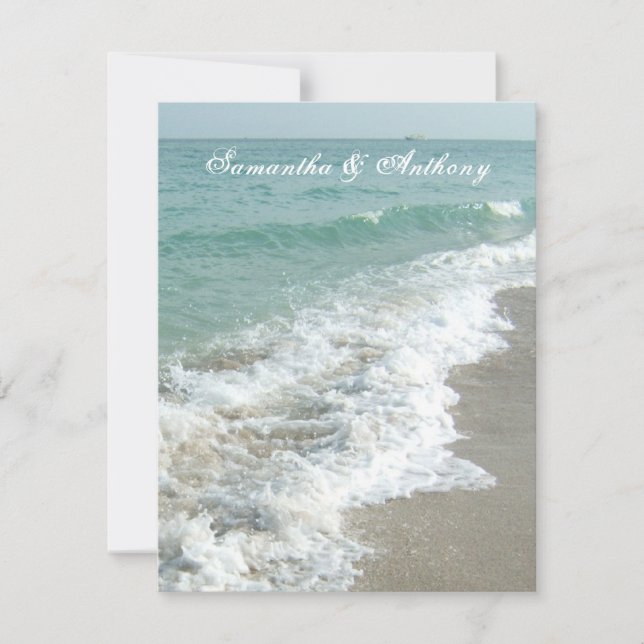 Beach Hochzeit in Urlaubsort Einladung, Schaum Sur Einladung (Vorderseite)