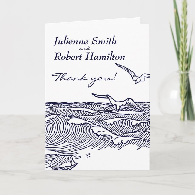 Beach Hochzeit in Urlaubsort Vielen Dank Dankeskarte (Vorderseite)