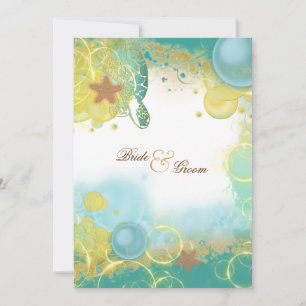 Beach Hochzeit Thema ~ Schildkröten und Seesterne  Einladung