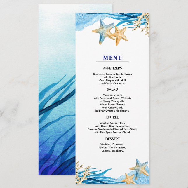 Beach | Hochzeitskarten für Hochzeiten am Meer Programm (Vorne/Hinten)