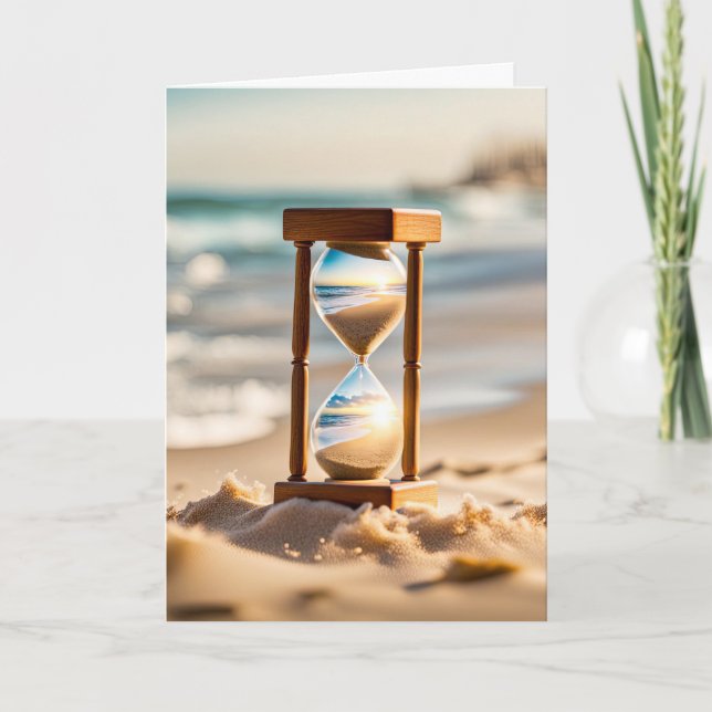 Beach Hourglass Geburtstag Karte (Vorderseite)