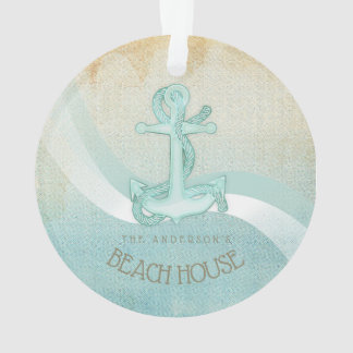 Beach House Ancre nautique et corde Aqua ID623