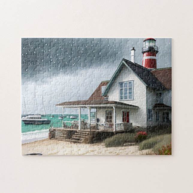 Beach House Art Photo Puzzles Internet Jigsaw Puzz (Horizontal)