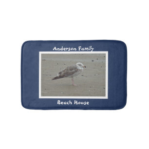 Beach House Artistic Seagull on Sand Ocean Animal Badematte