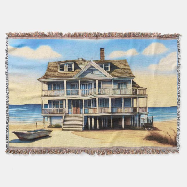 Beach House auf dem Sand Decke (Vorderseite)