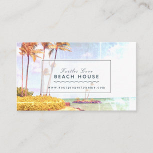 Beach House B&B Vacation Rentals Retro Foto Visitenkarte