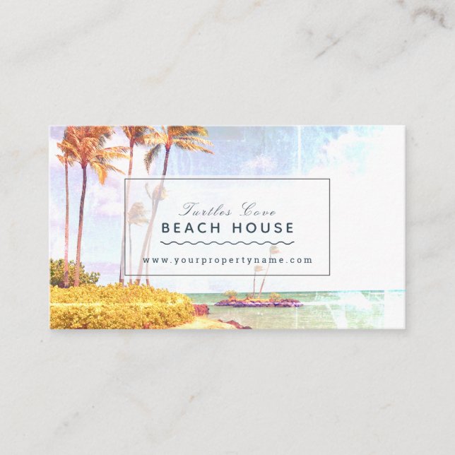 Beach House B&B Vacation Rentals Retro Foto Visitenkarte (Vorderseite)
