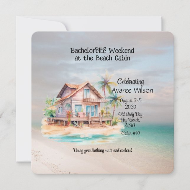 Beach House Bachelorette Party Invitation (Devant)