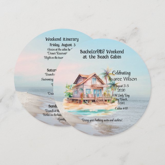 Beach House Bachelorette Party Invitation (Devant / Derrière)