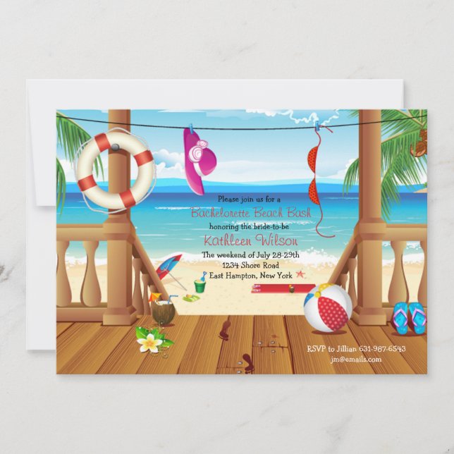 Beach House Bachelorette Party Invitation (Devant)