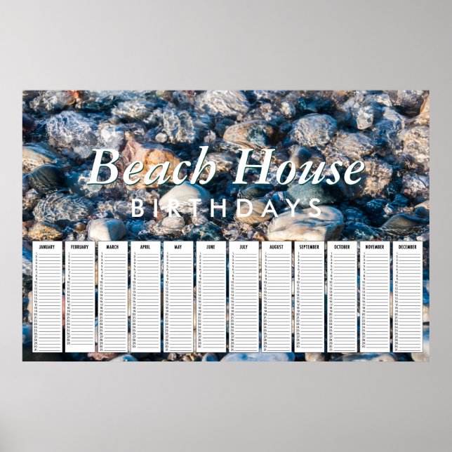 Beach House Beach RocksPerpetual Birthday Calendar Poster (Vorne)