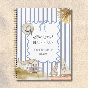 Beach House Blue Coastal Chic Guestbook Notizbuch