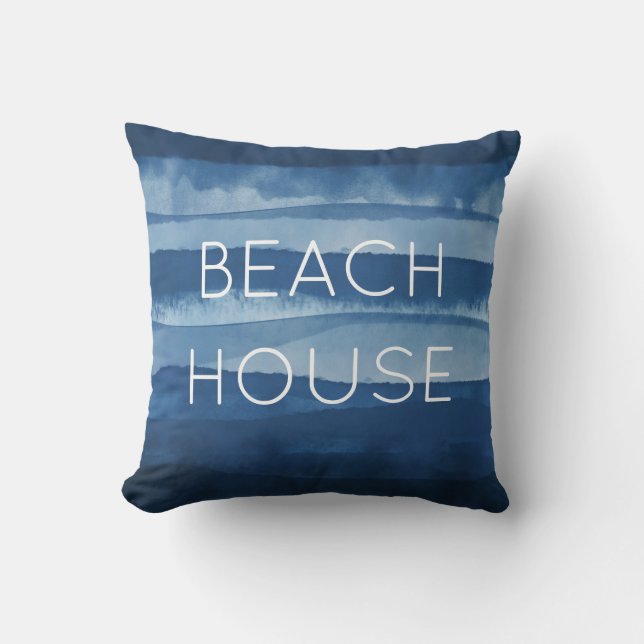 Beach House Blue Kissen (Vorderseite)