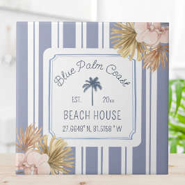 Beach House Blue Stripes Coastal Boho Bauernhof Fliese