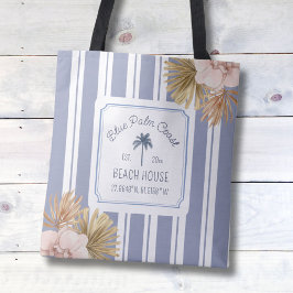 Beach House Blue Stripes Coastal Boho Bauernhof Tasche