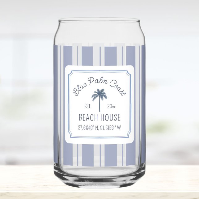 Beach House Blue Stripes Coastal Farmhouse Dosenglas (In situ)