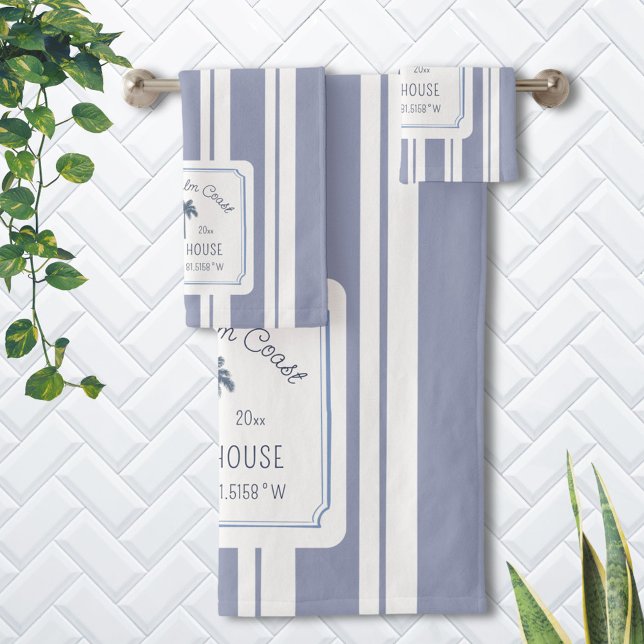 Beach House Blue Stripes Coasthouse Badhandtuch Set (In situ)