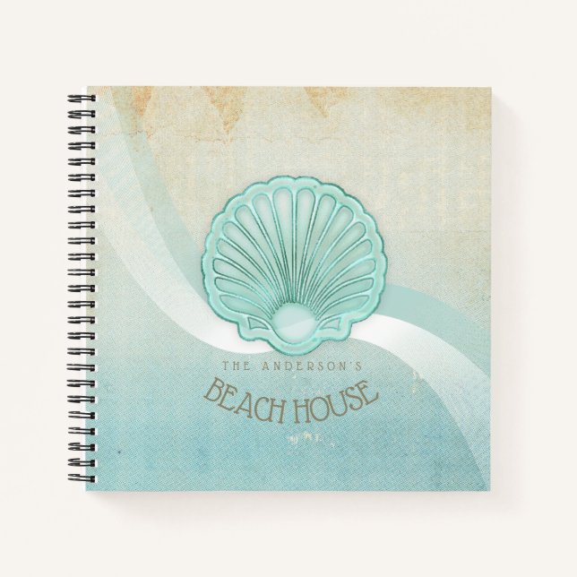 Beach House Clam Muschel Aqua Blue ID623 Notizbuch (Vorderseite)
