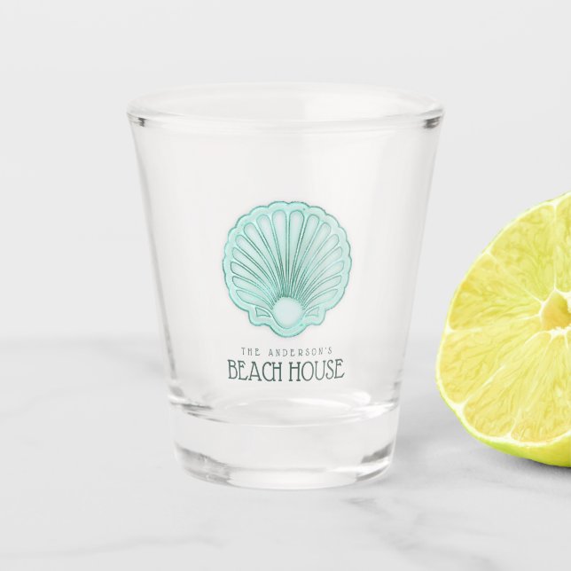 Beach House Clam Muschel Aqua Blue ID623 Schnapsglas (Vorderseite)