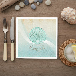 Beach House Clam Muschel Aqua Blue ID623 Serviette