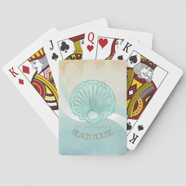 Beach House Clam Muschel Aqua Blue ID623 Spielkarten (Rückseite)