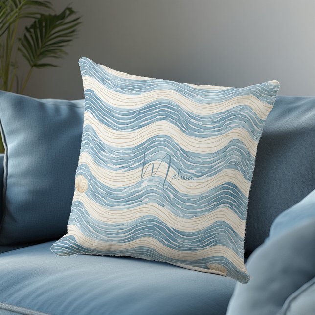 Beach House Coastal Wave Home Decor Seaside Living Kissen (Beach House Coastal Wave Home Decor Seaside Living Throw Pillow)