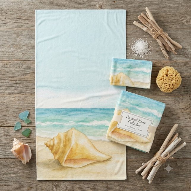Beach House Conch Muschel Badhandtuch Set (Von Creator hochgeladen)