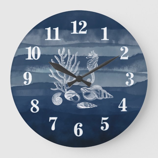 Beach House Coral Marine Marine Grand Horloge (Recto)