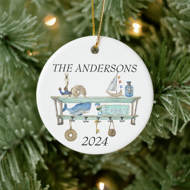 Beach House Costal Ocean Sea Deco Keramik Ornament (Baum)