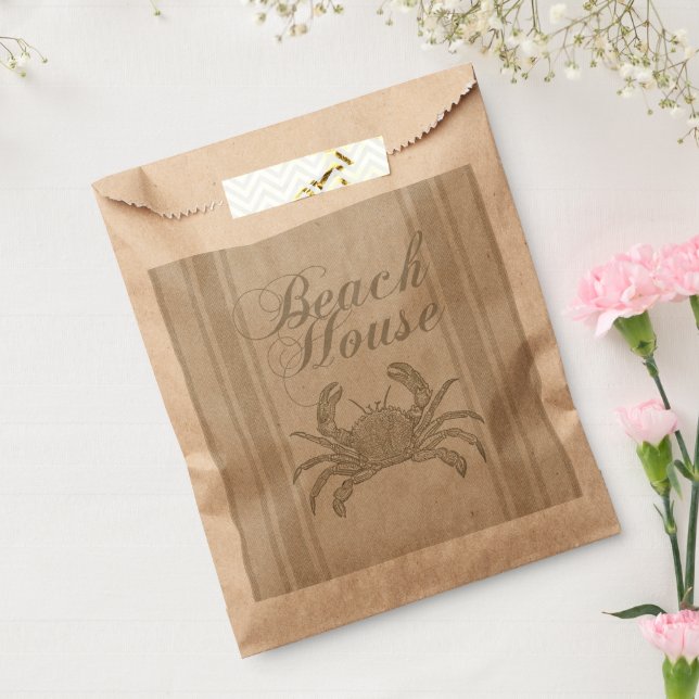 Beach House Crab Küste Vintag Geschenktütchen (Versiegelt)