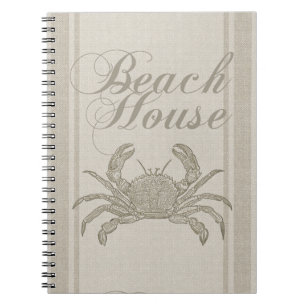 Beach House Crab Küste Vintag Notizblock