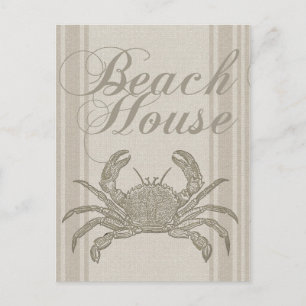 Beach House Crab Küste Vintag Postkarte