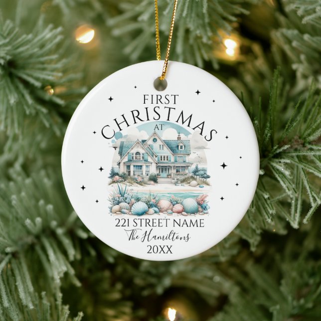 Beach House Custom Christmas Keramik Ornament (Baum)