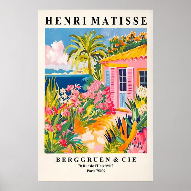 Beach house decor, Mid century modern poster, Pink Poster (Vorne)