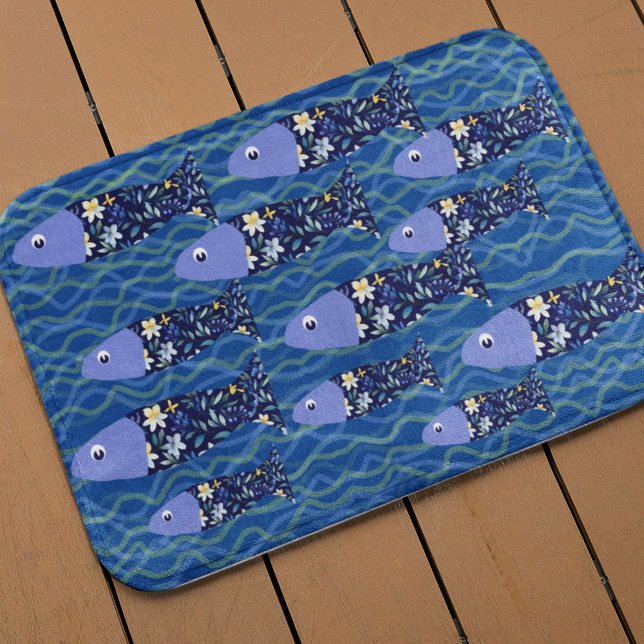 Beach House Fish Seascape Seaside Fischer Badematte (Von Creator hochgeladen)