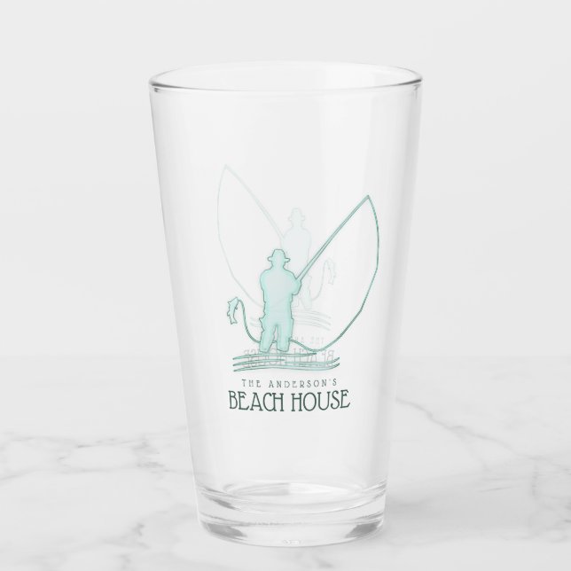 Beach House Fisherman Aqua Blue ID623 Glas (Vorderseite)