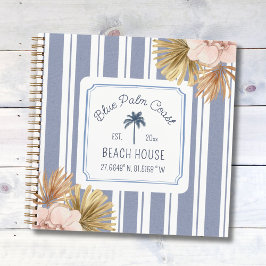Beach House Gästebuch Blue Stripes Coastal Boho Notizbuch