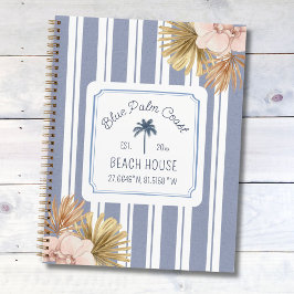 Beach House Guest Book Blue Stripes Coastal Boho Notizbuch