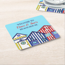 Beach House Huts Nautical Rechteckiger Pappuntersetzer