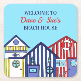 Beach House Huts Nautical Rechteckiger Pappuntersetzer