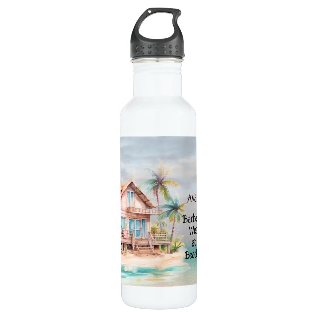 Beach House Junggeselinnen-Abschied Edelstahlflasche (Vorderseite)