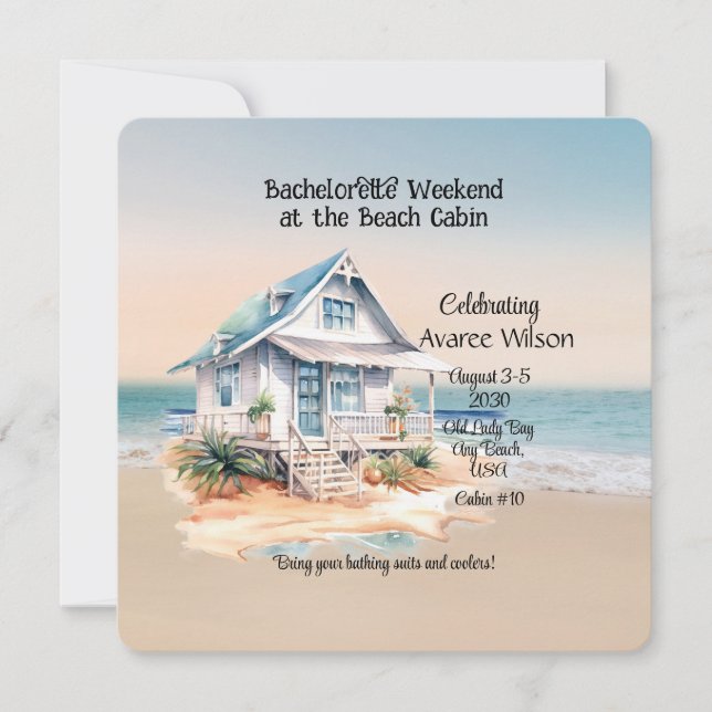 Beach House Junggeselinnen-Abschied Einladung (Vorderseite)