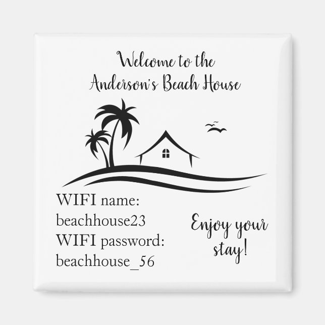 Beach House Magnet Ferien Vermietung WLAN-Kennwort (Vorne)